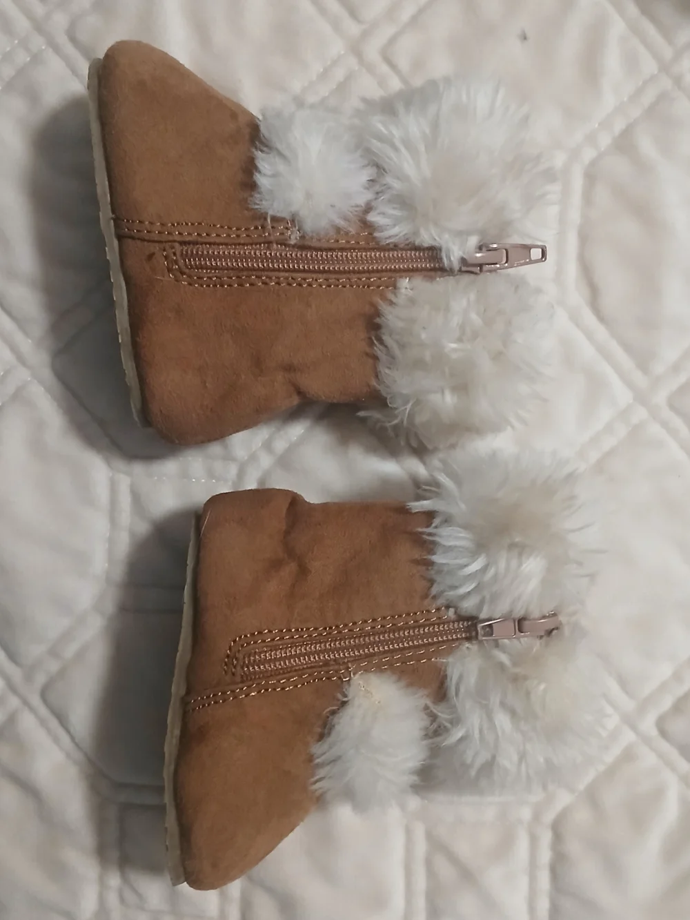 Michael Kors Kids Brown Booties with Cream Faux Fur